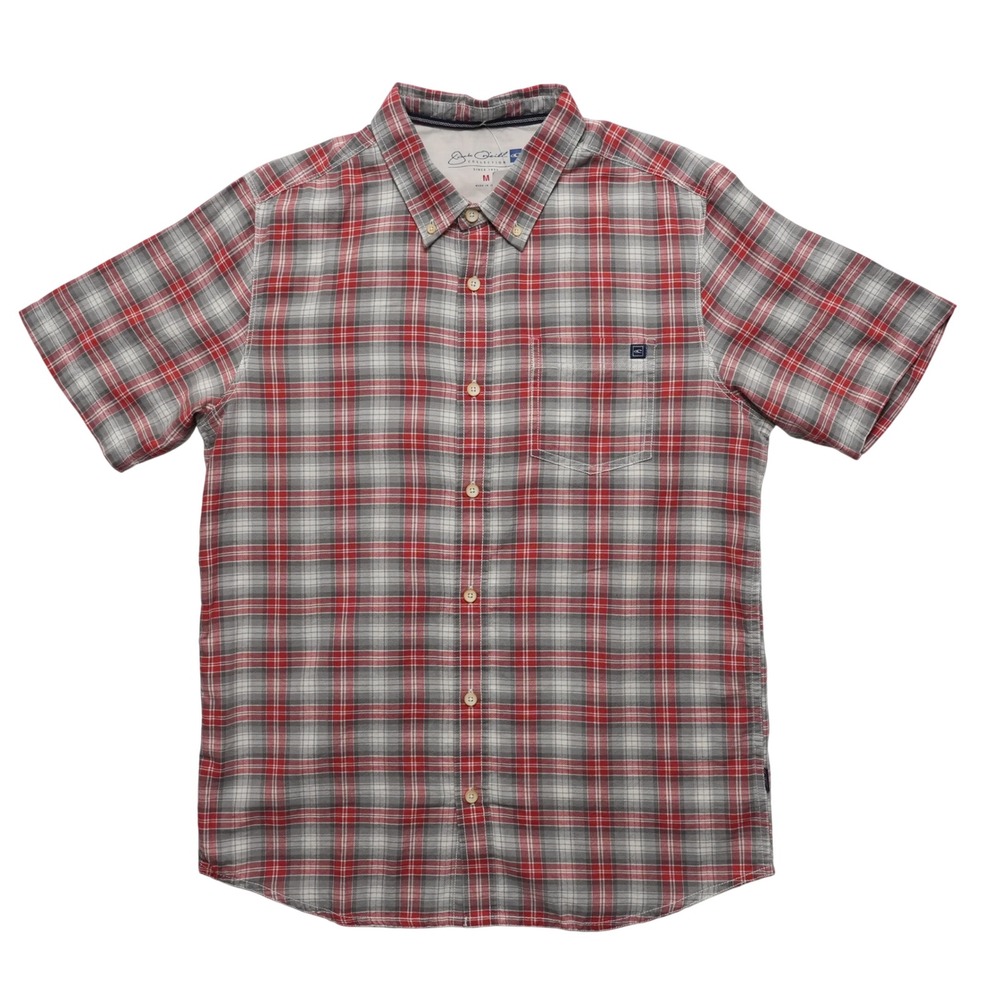 O'Neill Jack O'Neill Voyager Shirt Mens Medium Red Plaid Button Down Cotton NWT